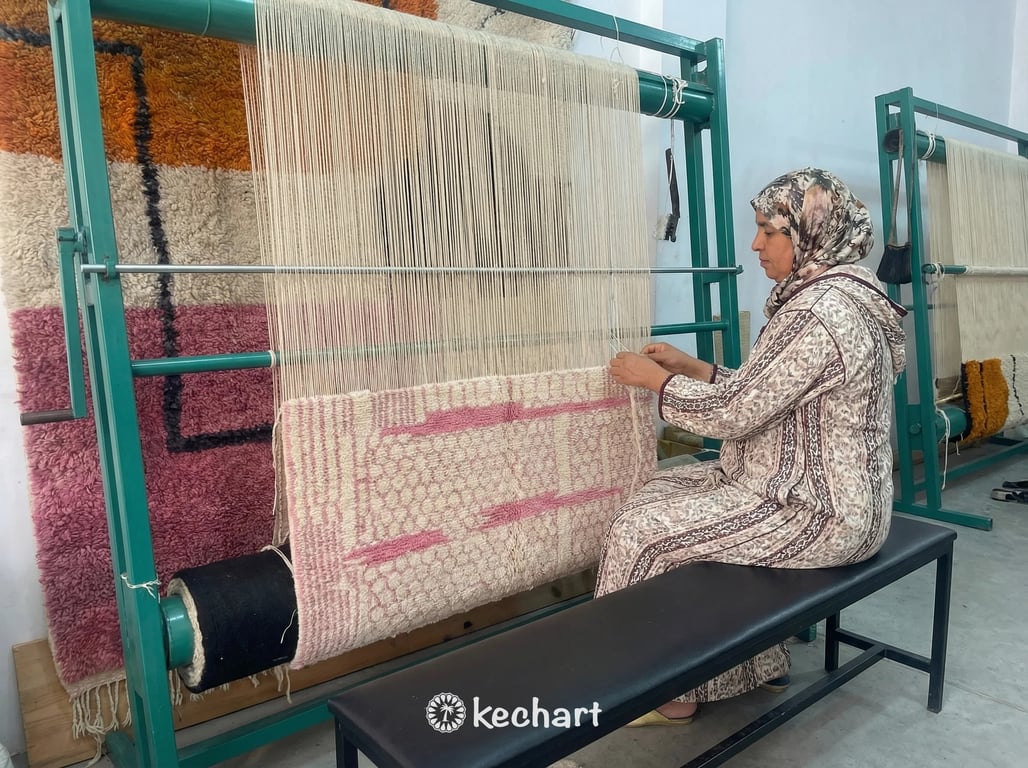 Custom Beni Ourain Rug - Made to Order Moroccan Wool with Pink Diamonds