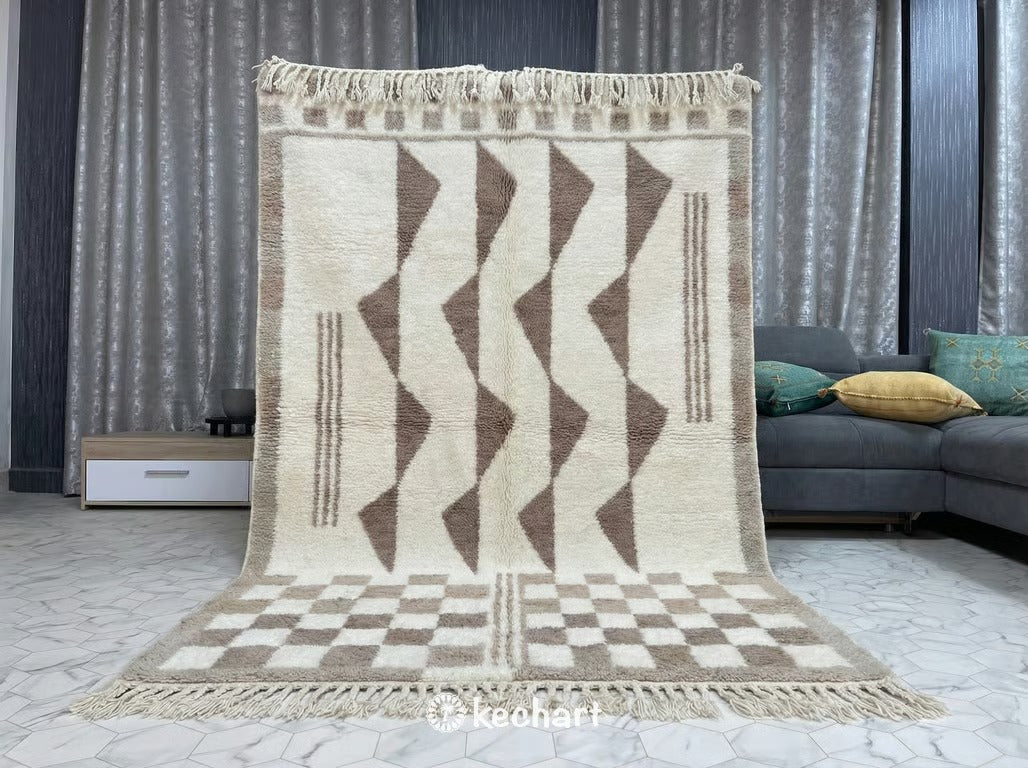 Custom Beni Ourain Rug - Made to Order Moroccan Wool in Soft Nude Beige