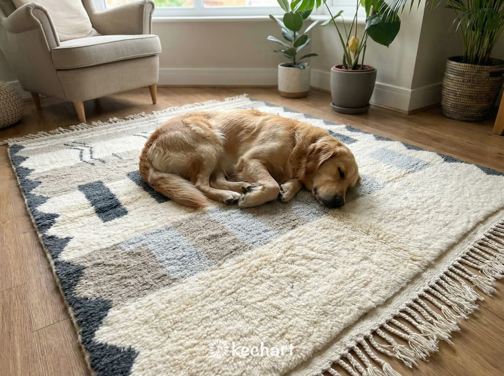 Custom Beni Ourain Rug - Handwoven Grey & White Geometric Moroccan Wool