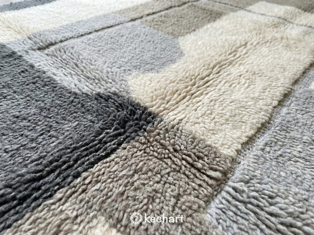 Custom Beni Ourain Rug - Made to Order Grey & White Diamond Moroccan Wool Rug