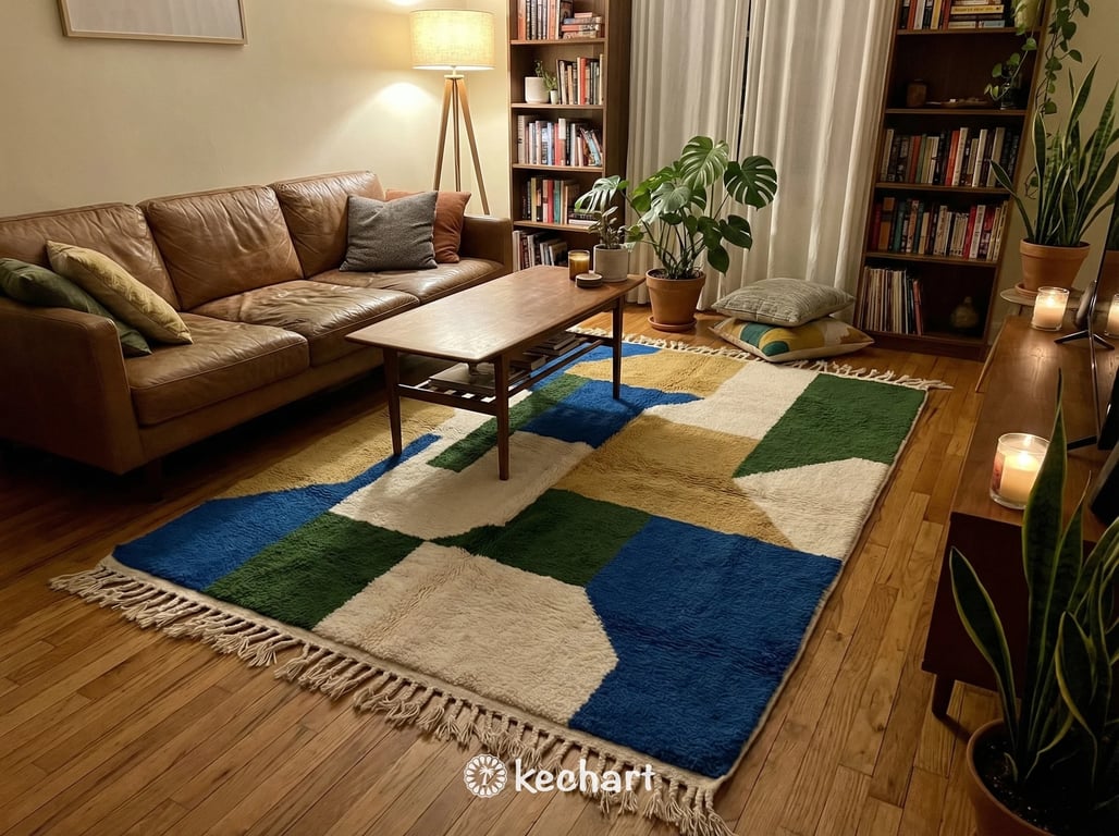 Custom Beni Ourain Rug - Made to Order Moroccan Wool with Colorful Diamonds