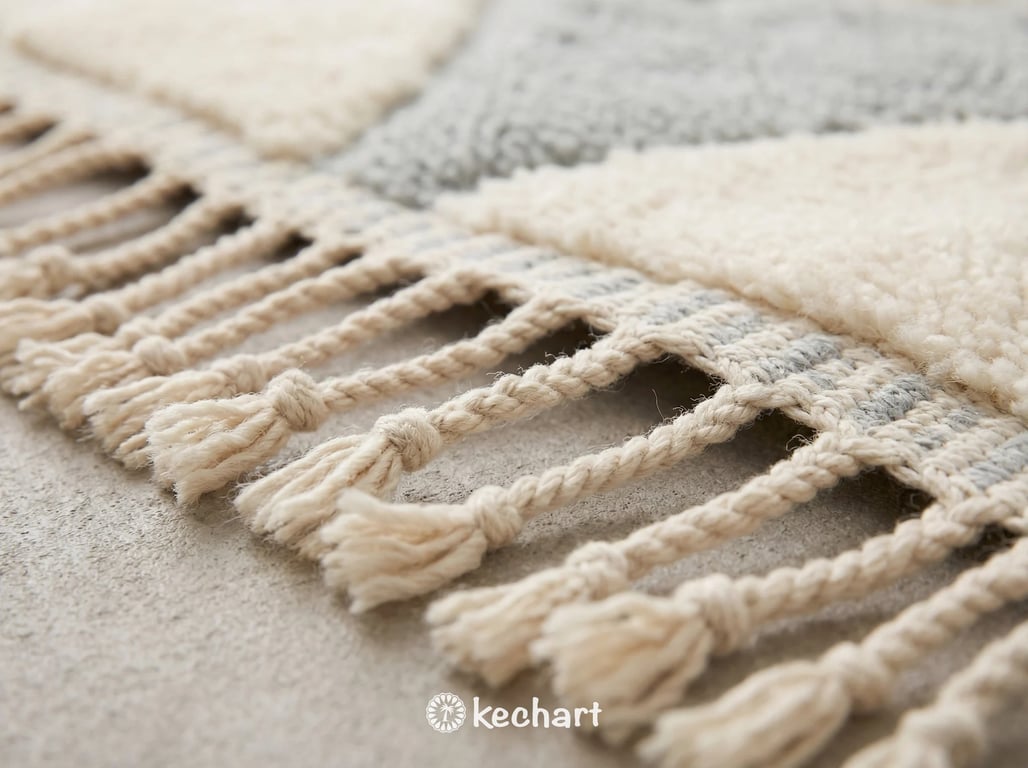 Custom Beni Ourain Wool Rug - Cream & Silver Grey Diamond - Made to Order