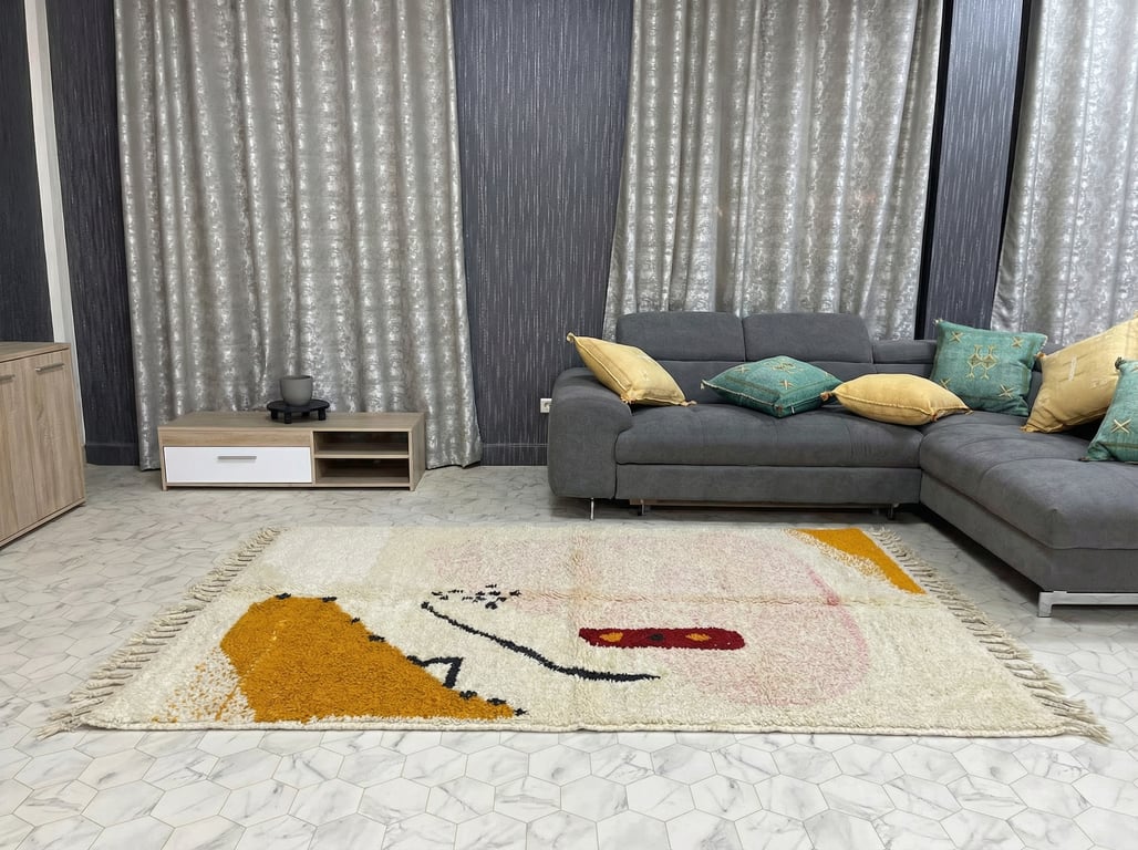 Custom Beni Ourain Area Rug - Vibrant Geometric Wool, Handwoven in Morocco