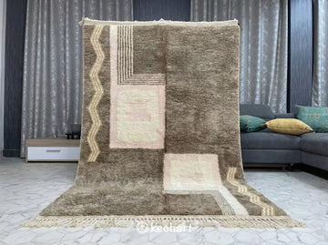 Custom Beni Ourain Rug - Plush Moroccan Wool in Cream Diamond Pattern