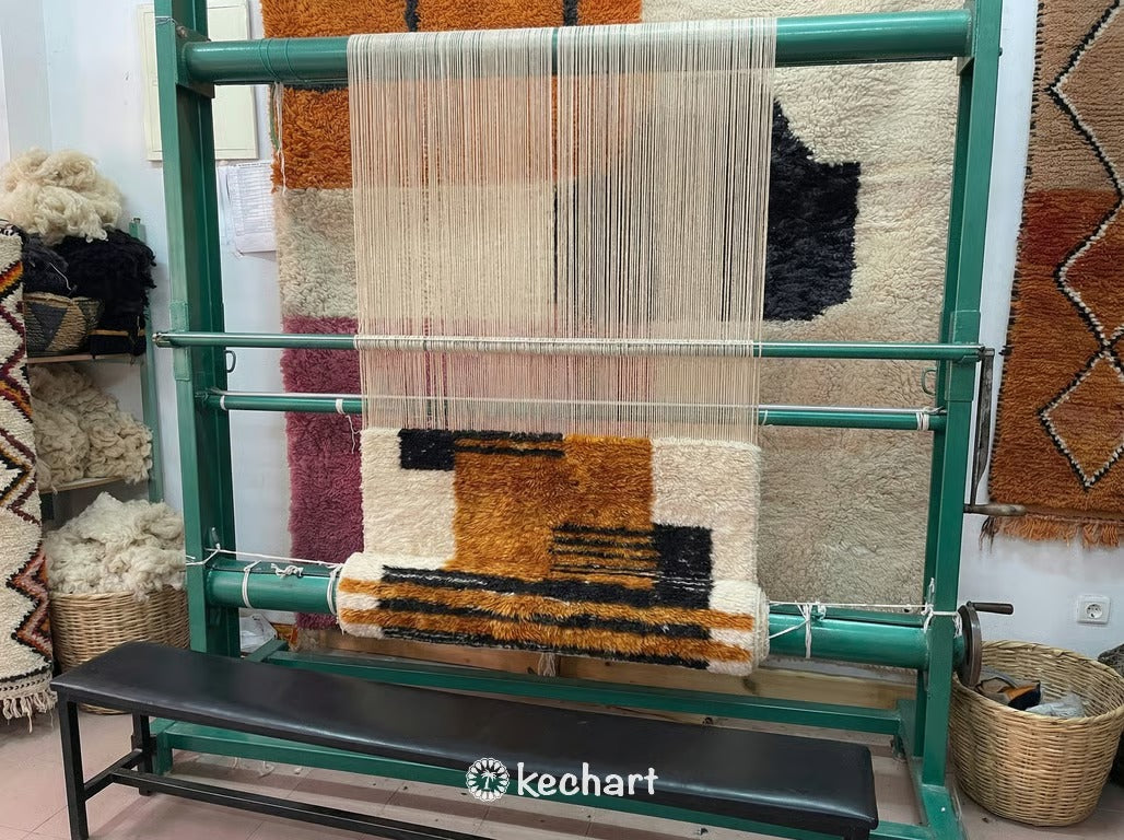Custom Beni Ourain Rug - Made to Order Moroccan Wool, Geometric Earth Tones