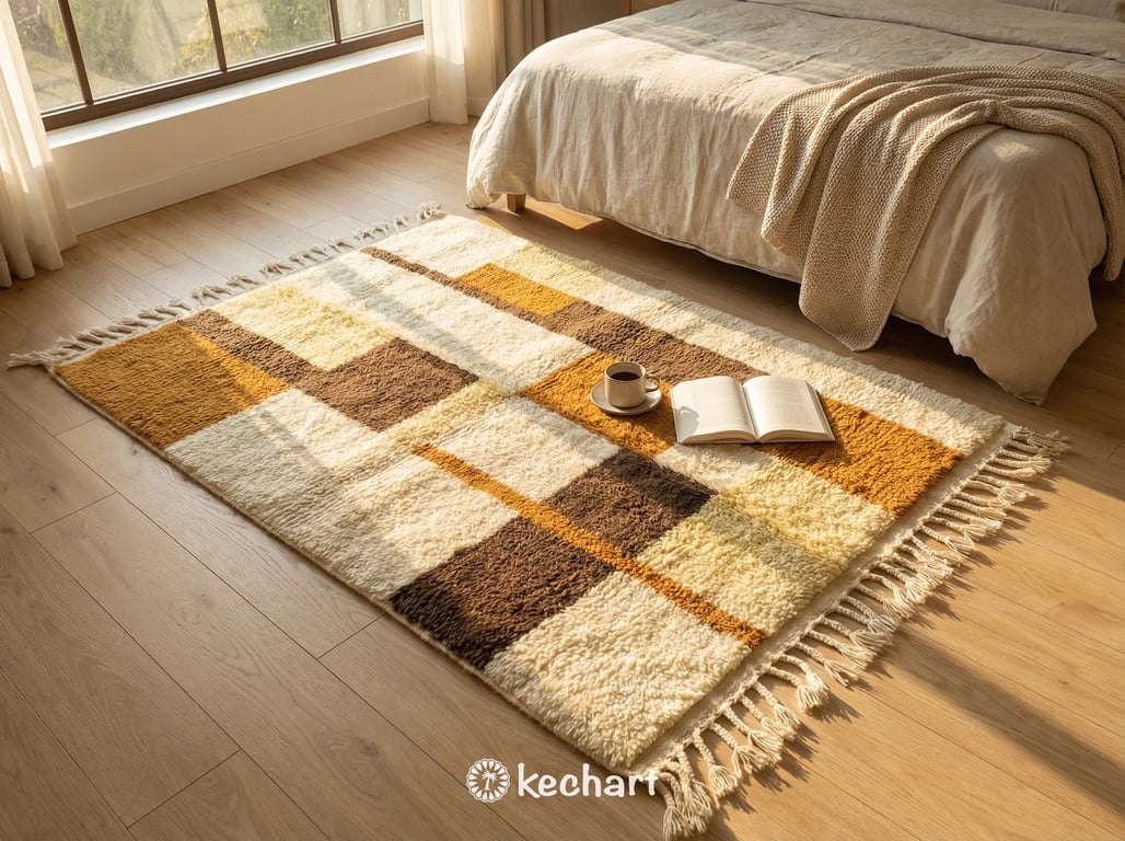 Custom Beni Ourain Rug - Handwoven Moroccan Wool in Warm Gold & Toffee