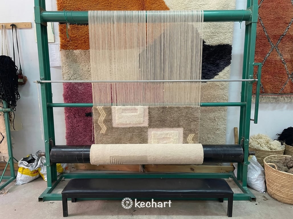 Custom Beni Ourain Rug - Plush Moroccan Wool in Cream Diamond Pattern