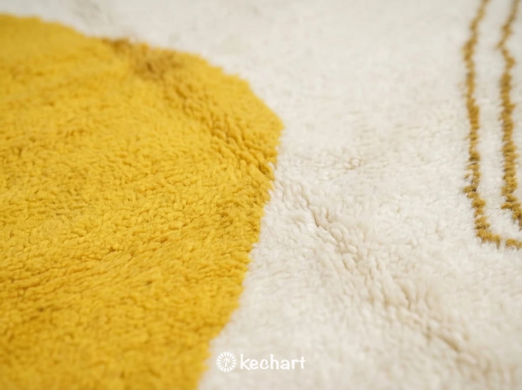 Custom Size Beni Ourain Rug - Handwoven Moroccan Wool, Cream & Sunflower