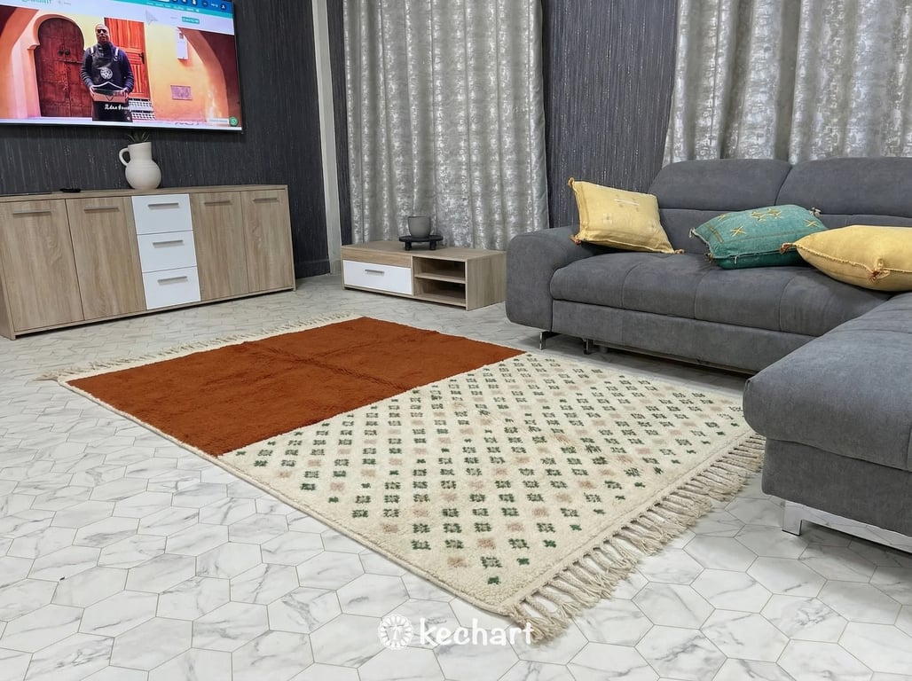 Custom Beni Ourain Rug - Made to Order Geometric Wool Rug in Earth Tones