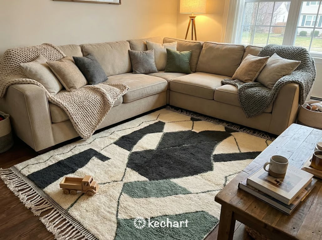 Made to Order Beni Ourain Rug - Custom Moroccan Wool Geometric Diamond