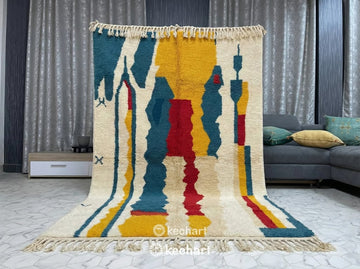 Custom Beni Ourain Wool Rug - Handwoven Vibrant Geometric Design