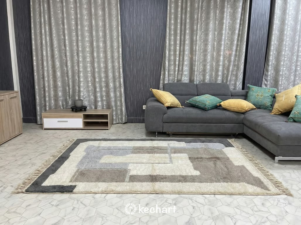 Custom Beni Ourain Rug - Made to Order Grey & White Diamond Moroccan Wool Rug