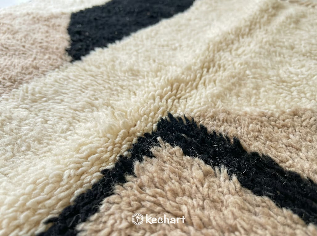 Custom Beni Ourain Rug - Made to Order Plush Moroccan Wool Cream Diamond Pattern