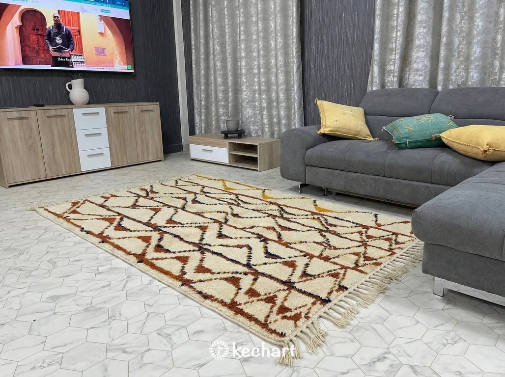 Custom Beni Ourain Rug - Made to Order Moroccan Wool Rug in Rust & Cream