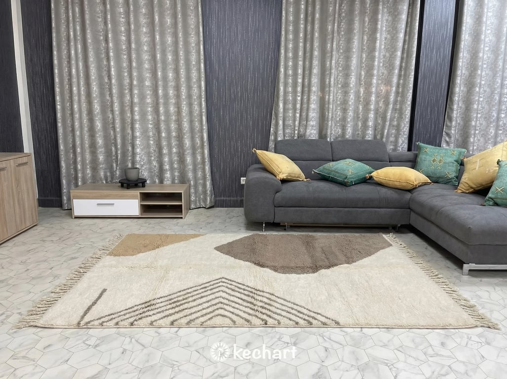 Custom Beni Ourain Rug - Made to Order Warm Taupe Geometric Wool Rug