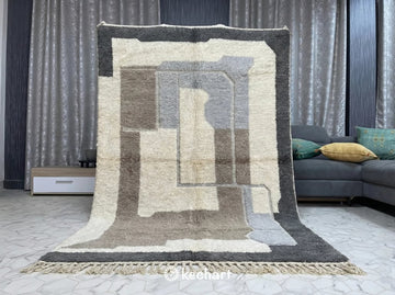 Custom Beni Ourain Rug - Made to Order Grey & White Diamond Moroccan Wool Rug