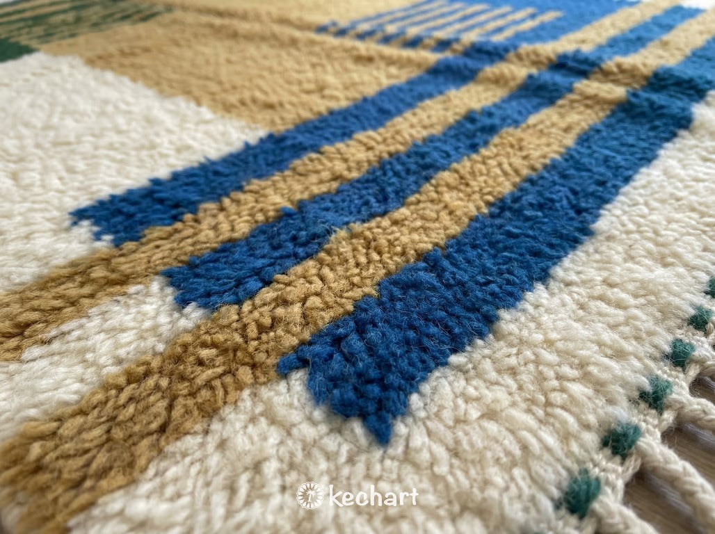 Custom Beni Ourain Rug - Made to Order Moroccan Wool Rug in Blue & Gold