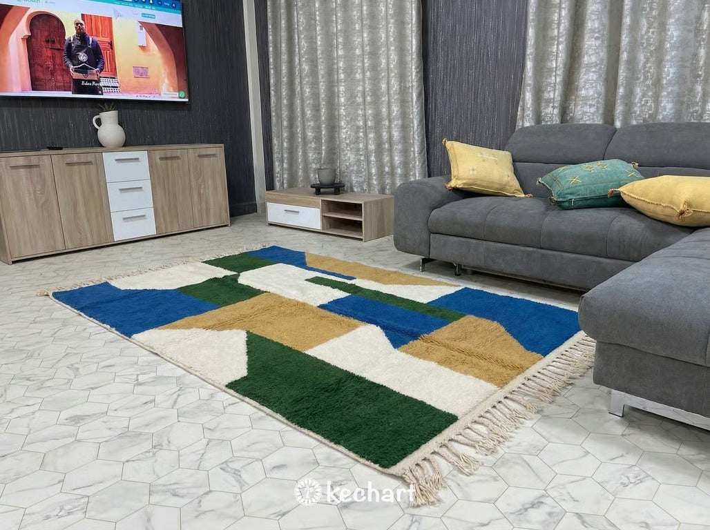 Custom Beni Ourain Rug - Made to Order Moroccan Wool with Colorful Diamonds