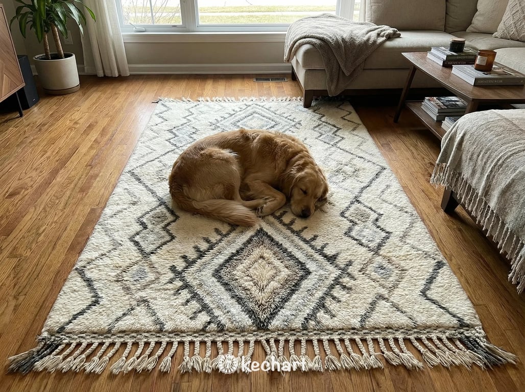 Handwoven Beni Ourain Rug Custom Sizes - Grey & White Mountain Chevron Wool
