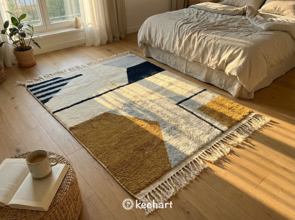 Custom Size Beni Ourain Rug - Handwoven Moroccan Wool with Diamond Pattern