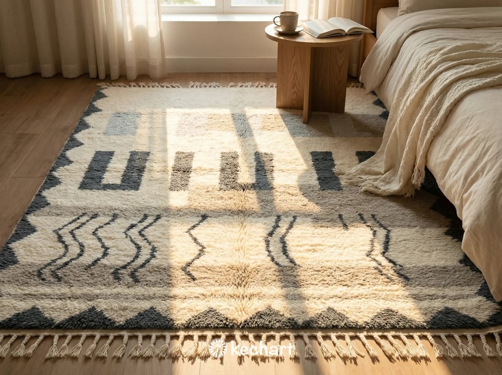Custom Beni Ourain Rug - Handwoven Grey & White Geometric Moroccan Wool