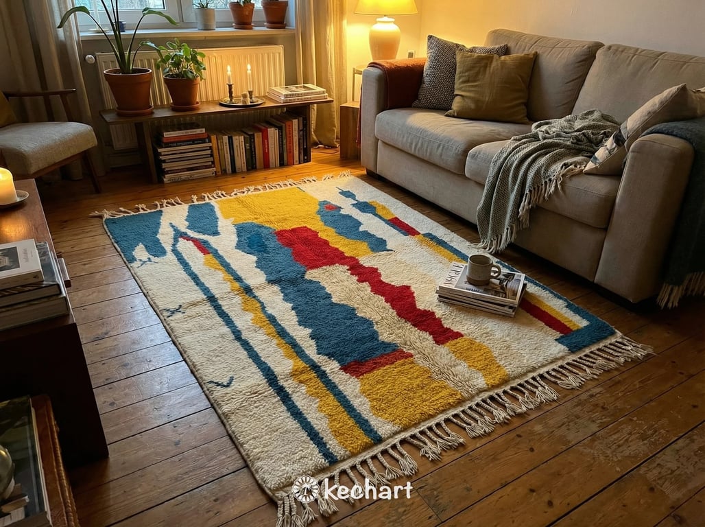 Custom Beni Ourain Wool Rug - Handwoven Vibrant Geometric Design