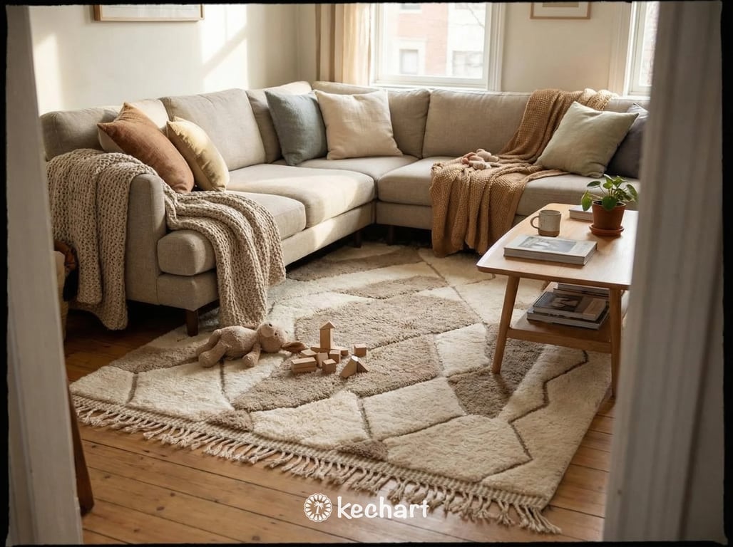 Custom Beni Ourain Rug - Made to Order Cream & Greige Diamond Wool Rug