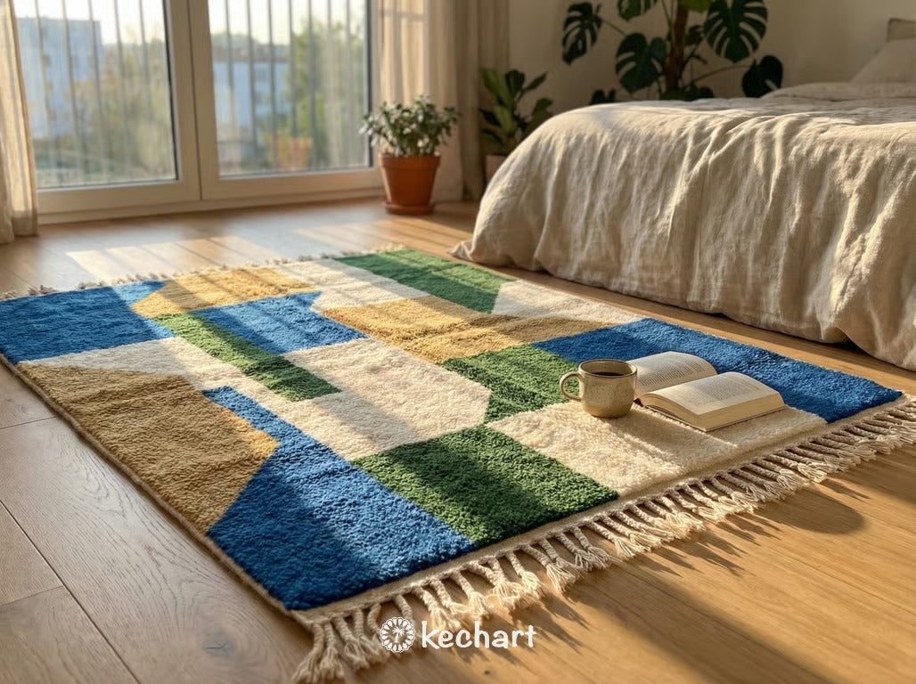 Custom Beni Ourain Rug - Made to Order Moroccan Wool with Colorful Diamonds