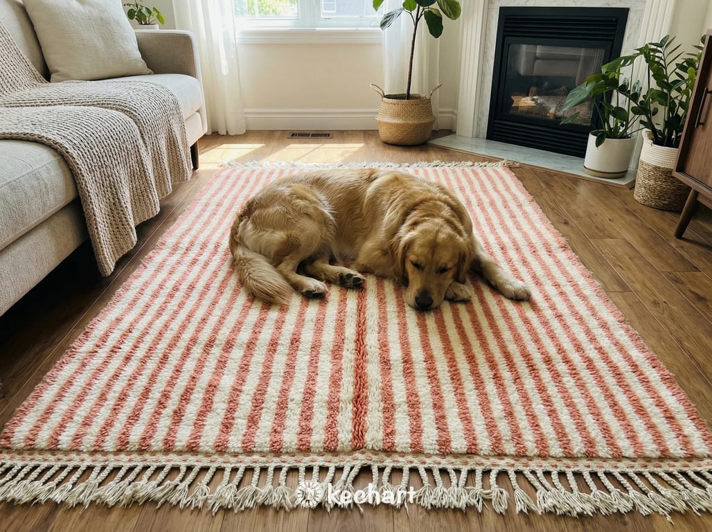 Custom Beni Ourain Rug - Made to Order Moroccan Wool Rug in Cream & Salmon