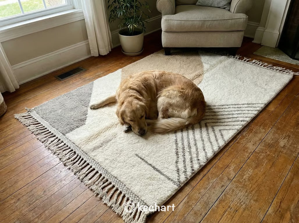 Custom Beni Ourain Rug - Made to Order Moroccan Wool Rug in Cream & Grey
