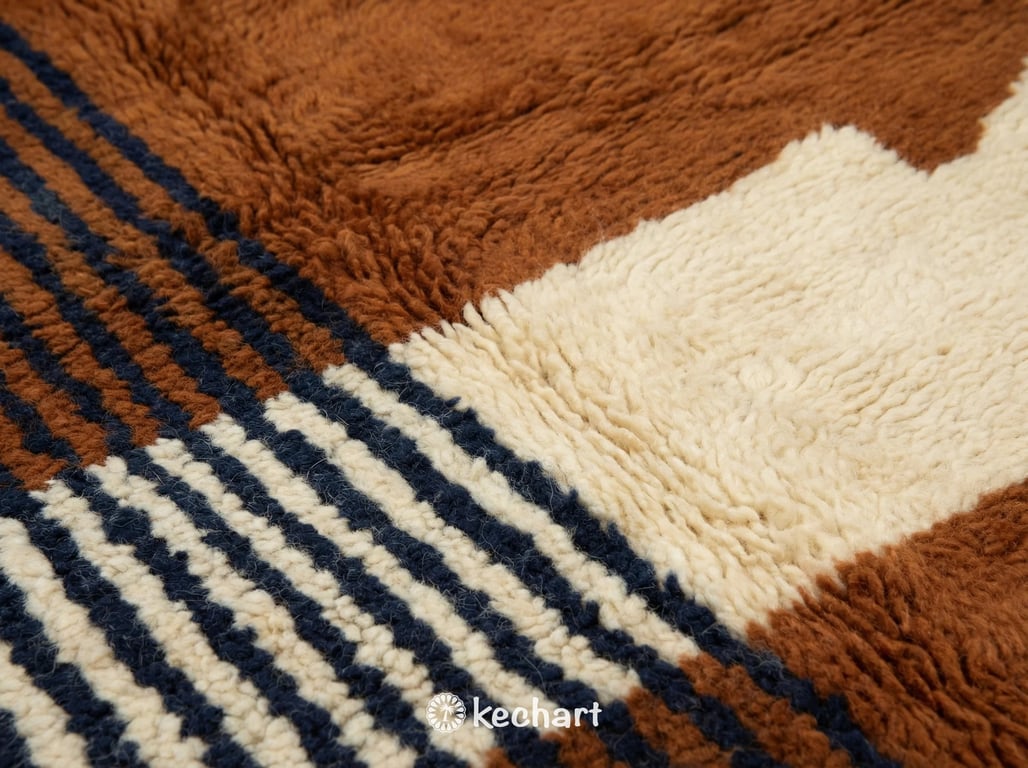 Custom Beni Ourain Wool Rug - Made to Order Geometric Rust & Cream