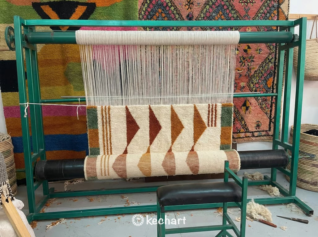 Custom Size Beni Ourain Rug - Handwoven Moroccan Wool in Rust & Earth Tones
