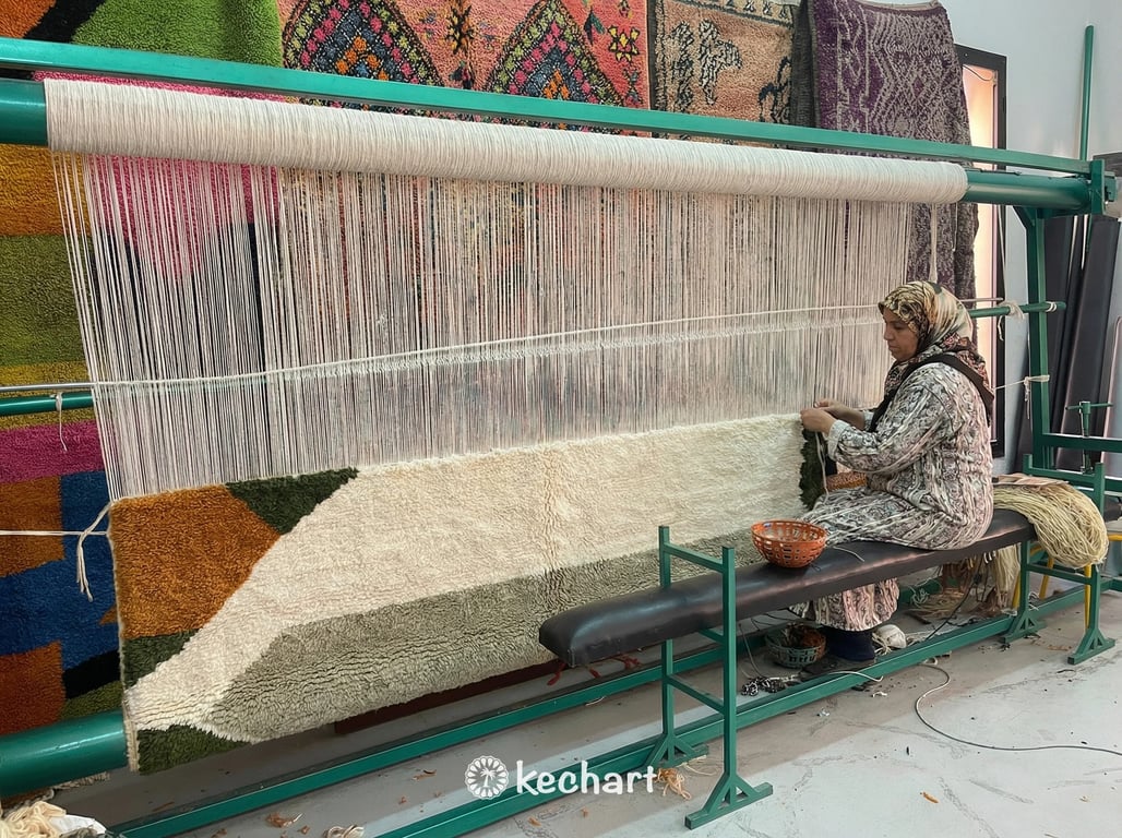 Custom Beni Ourain Rug - Olive & Sage Geometric Wool Rug - Made to Order