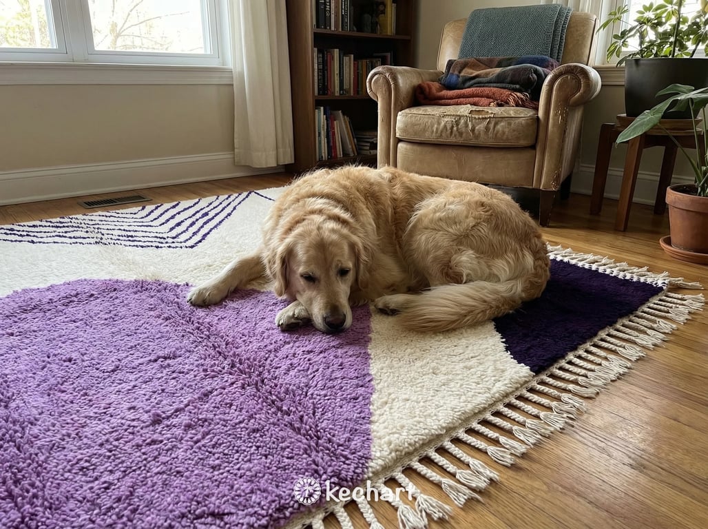 Custom Beni Ourain Rug - Moroccan Wool in Viola Indigo Diamond Pattern