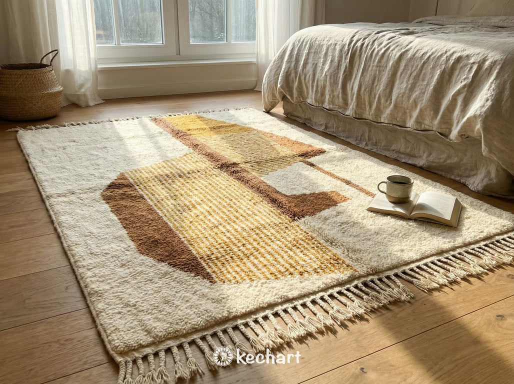 Custom Beni Ourain Rug - Handwoven Moroccan Wool Rug in Warm Gold & Toffee Tones