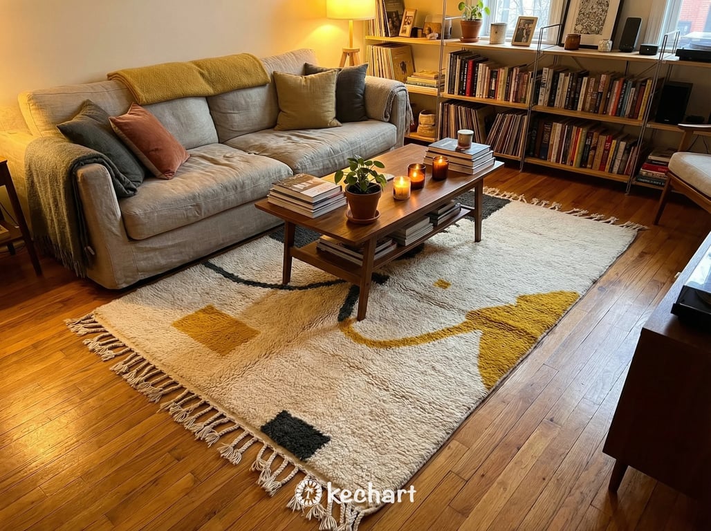 Custom Beni Ourain Rug - Made to Order Wool Rug in Cream, Charcoal & Sunflower