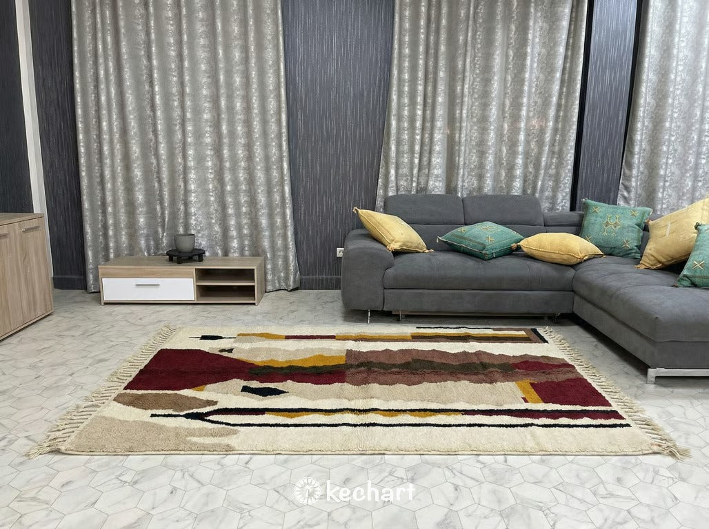 Custom Beni Ourain Rug - Made to Order Plush Wool Rug in Oxblood & Earth Tones