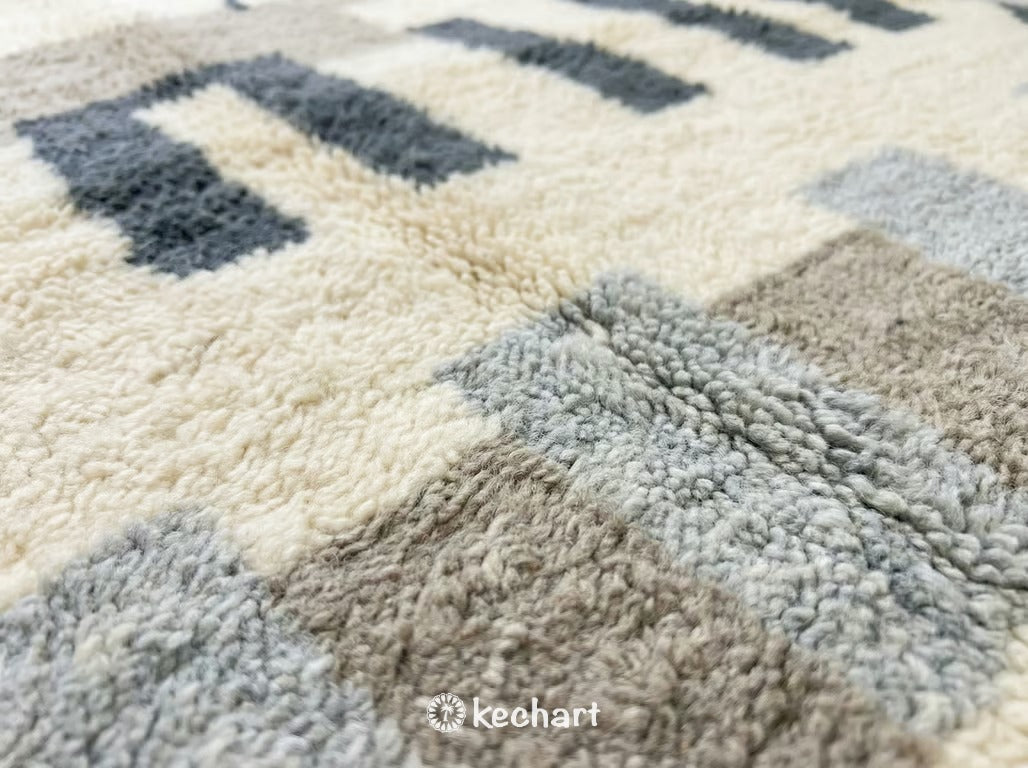 Custom Beni Ourain Rug - Handwoven Grey & White Geometric Moroccan Wool