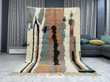 Custom Beni Ourain Rug - Made to Order Moroccan Wool in Soft Beige & Taupe Geometric