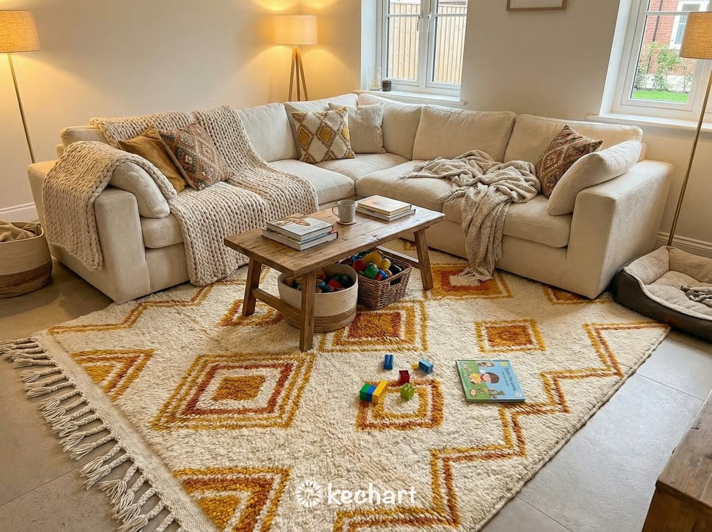 Custom Beni Ourain Rug - Saffron Yellow & Curry - Modern Asymmetric Design - Made to Order