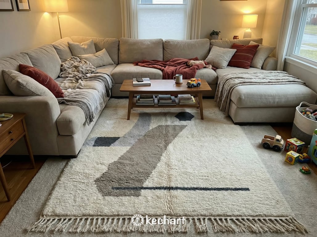 Custom Beni Ourain Rug - Made to Order Grey & White Geometric Wool