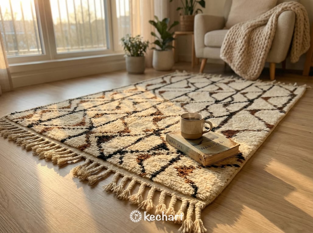 Custom Beni Ourain Rug - Handwoven Moroccan Wool in Sierra, Saffron & Beige