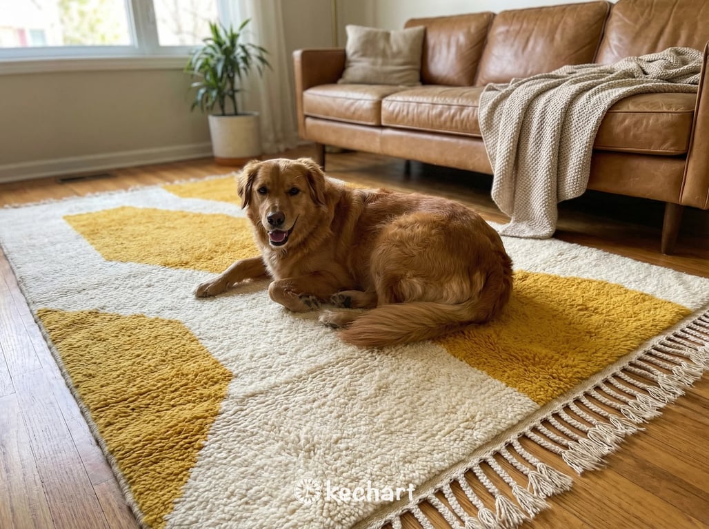 Custom Beni Ourain Rug - Handwoven Cream and Saffron Diamond Wool Rug