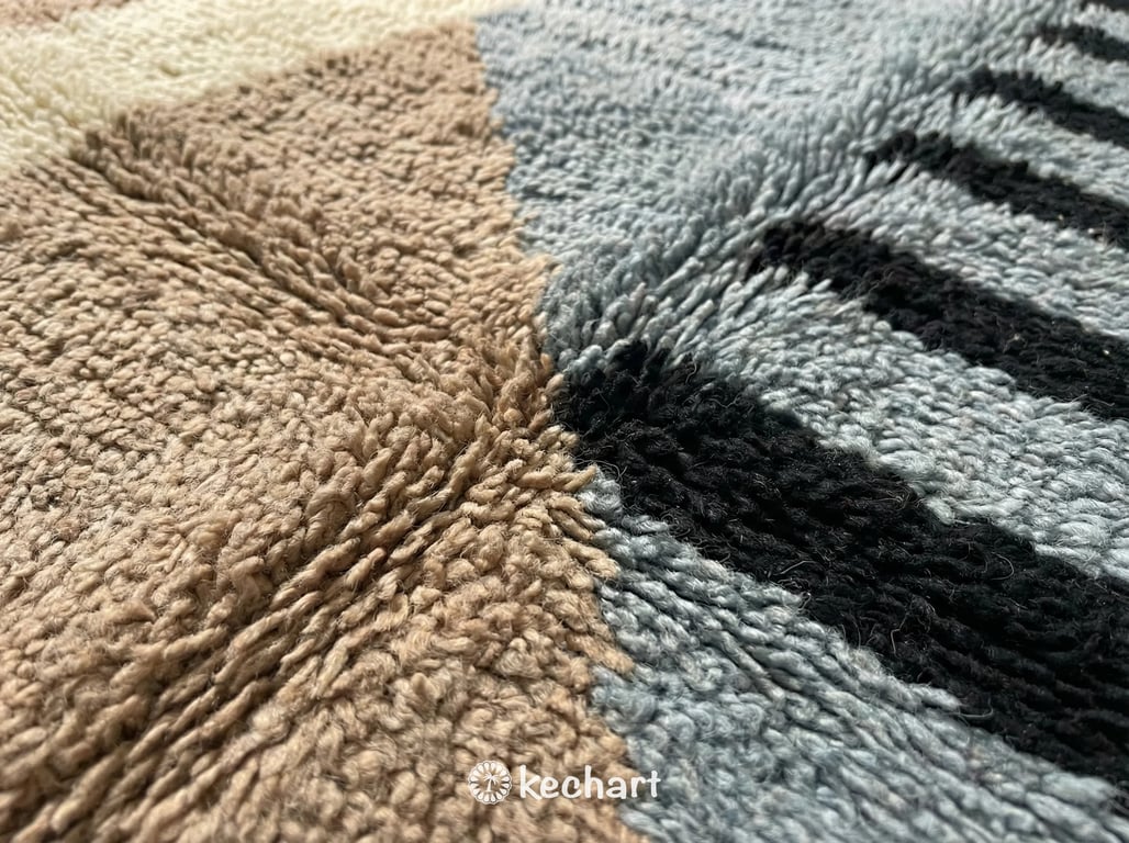 Custom Beni Ourain Moroccan Rug - Sand Wool with Geometric Diamonds