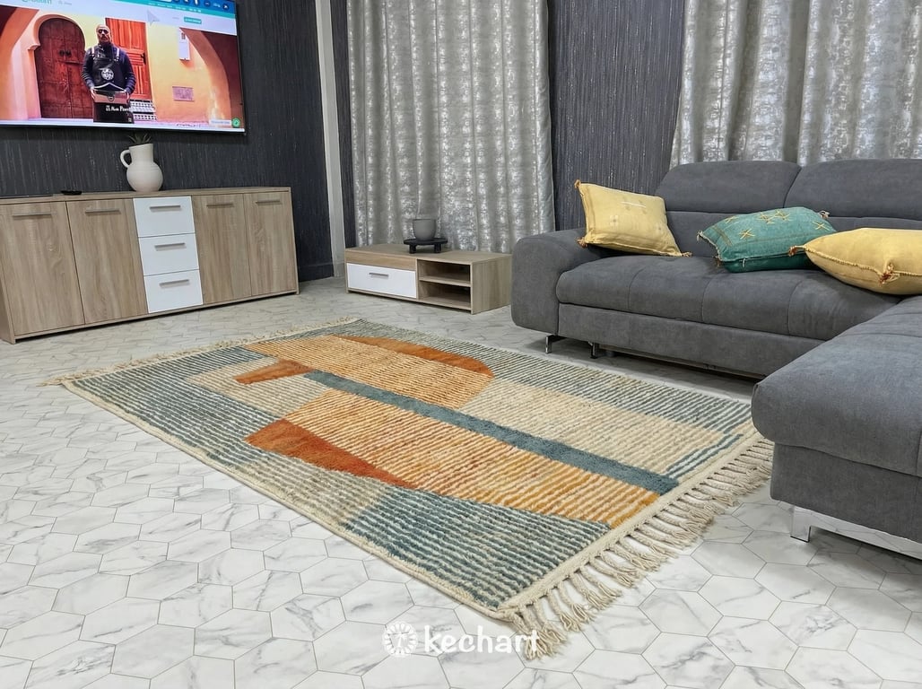 Custom Size Moroccan Rug - Plush Beni Ourain Wool in Vibrant Colors