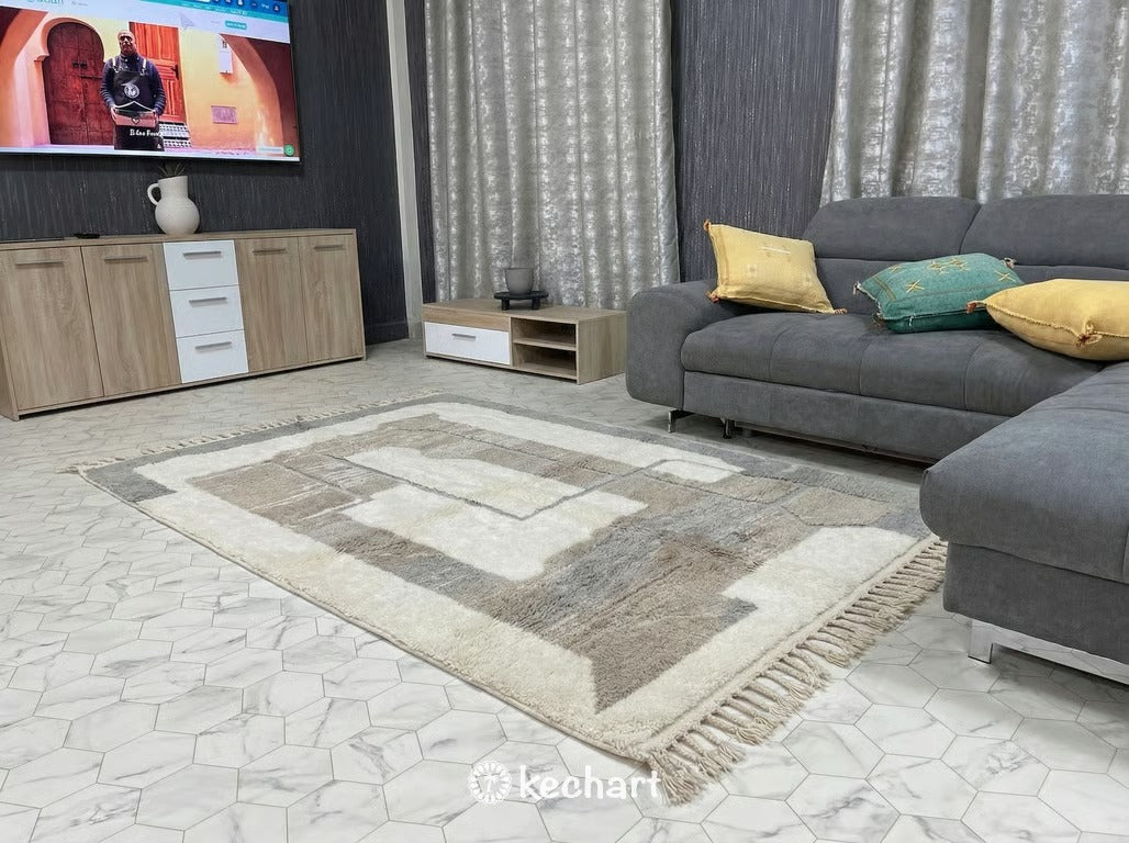 Custom Beni Ourain Moroccan Rug - Made to Order Plush Wool Diamond Design