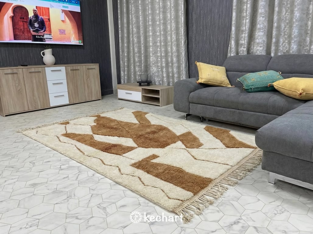 Custom Beni Ourain Rug - Made to Order Moroccan Wool in Cream & Emberglow