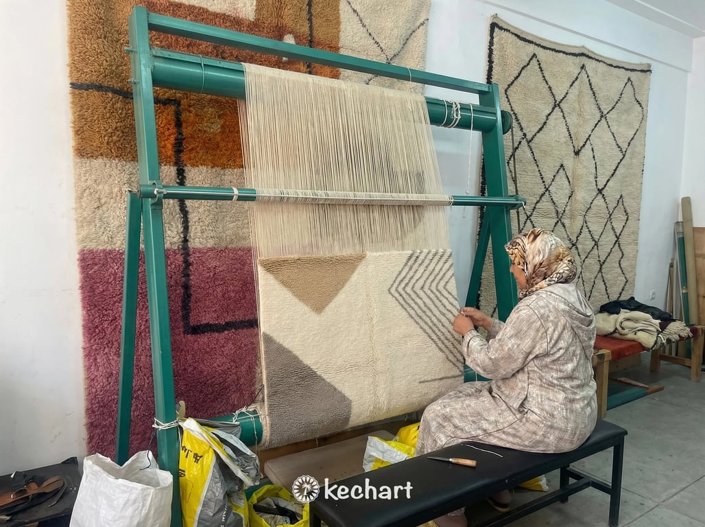 Custom Beni Ourain Rug - Made to Order Moroccan Wool Rug in Cream & Grey
