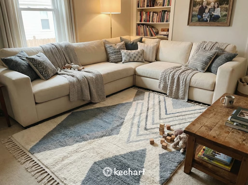 Custom Grey Beni Ourain Rug - Handwoven Moroccan Wool Diamond Pattern