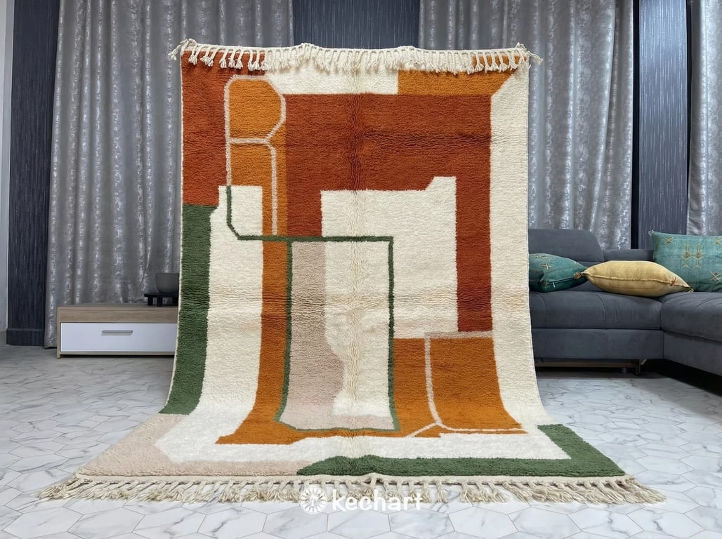 Custom Beni Ourain Rug | Made to Order Geometric Moroccan Wool Rug Earth Tones